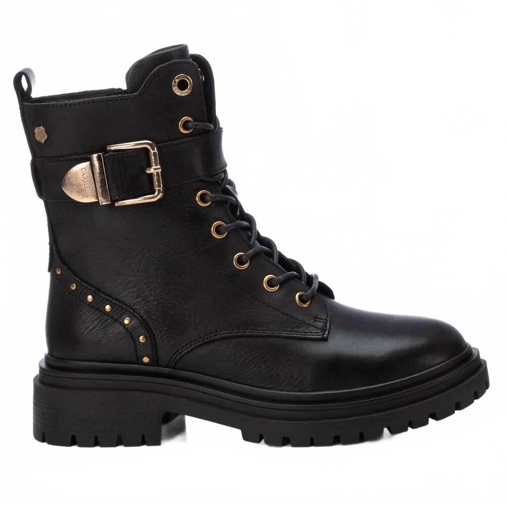 NEW CARMELA women's casual leather combat booties in black